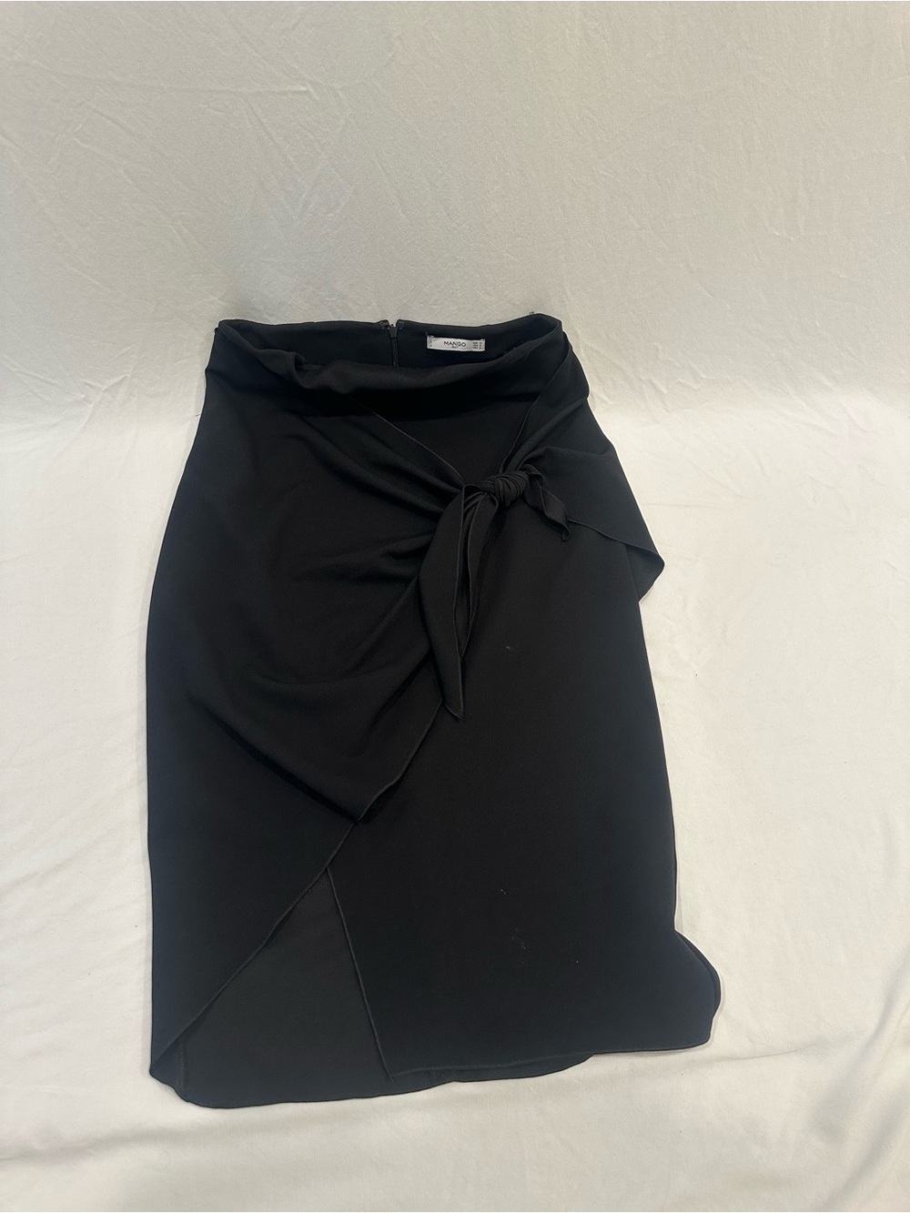 Mango Black Tie-Front Wrap Pencil Skirt